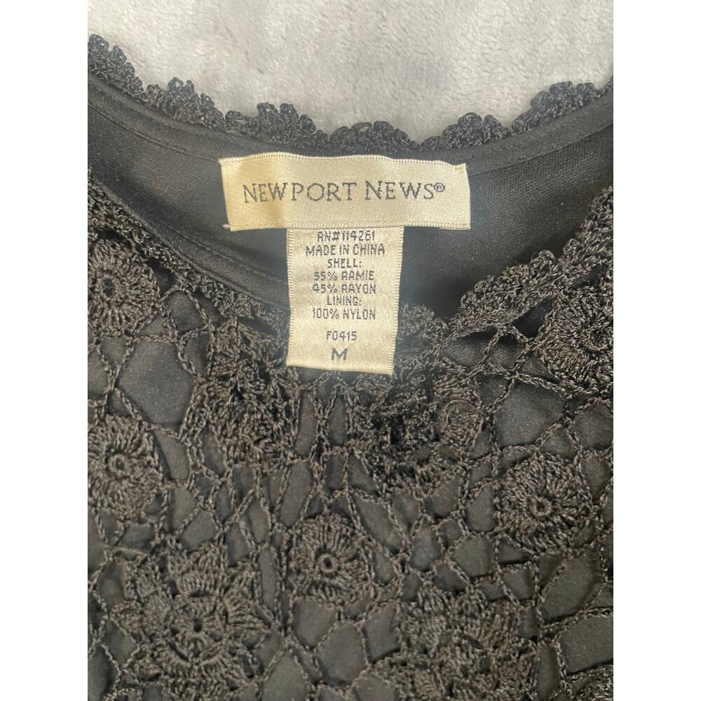 Vintage y2k black crochet longline layered top Newport News M blouse babydoll - Picture 6 of 9